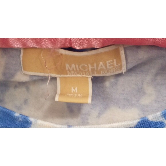 Michael Kors Women's Blue White Tie Dye Short Sleeve Silver Studded Logo M Note - Picture 4 of 6